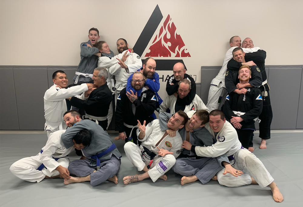 Silly group shot of some bham BJJ's students and teachers